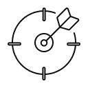 Icon of a target with a dart hitting the centre, representing accuracy and precision