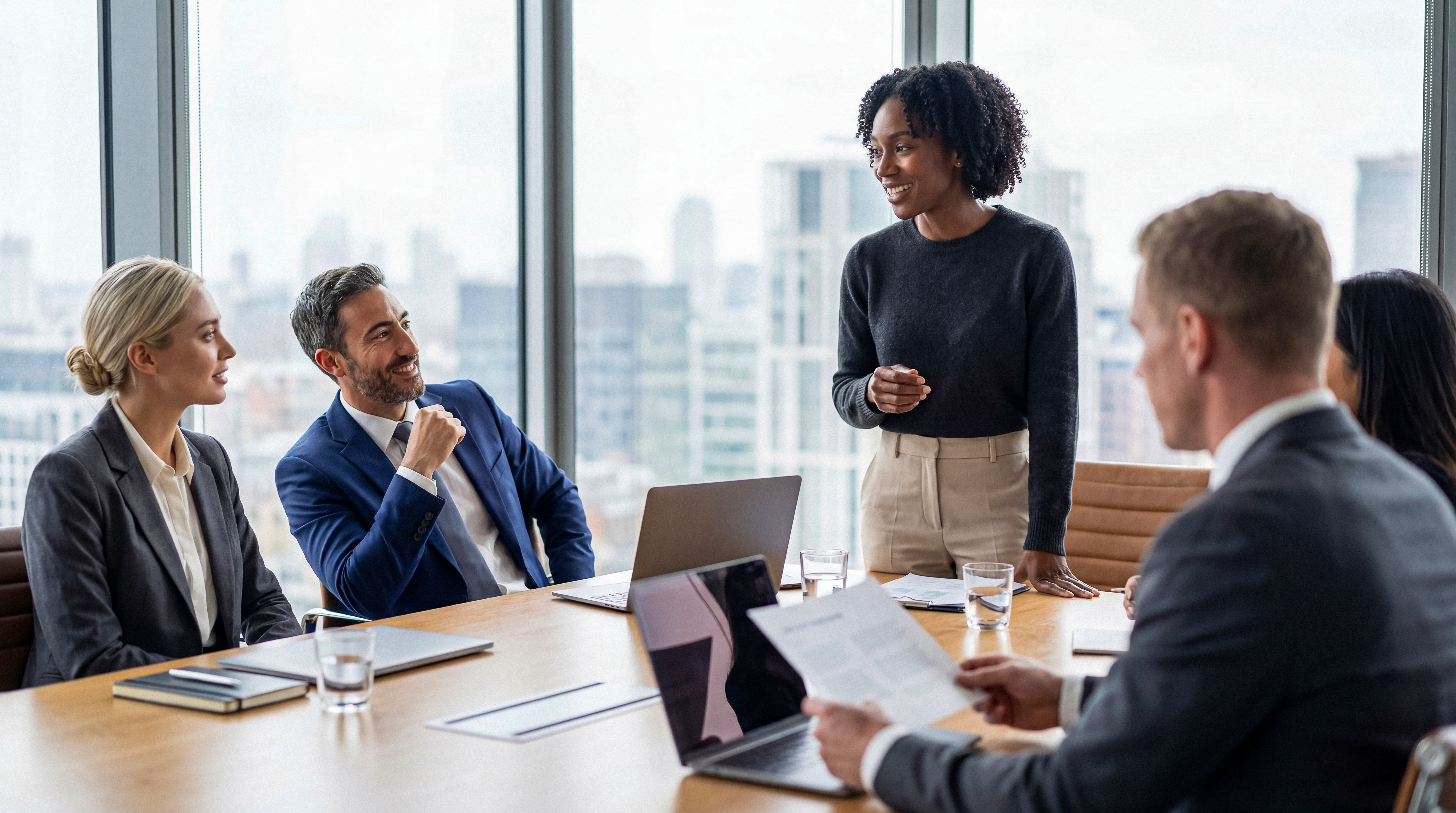 Professionals collaborating in a business meeting to discuss strategy, innovation and organisational growth.