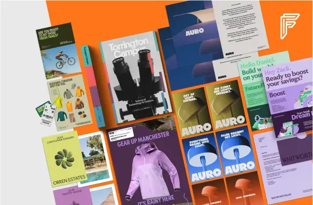 Collage of colorful book covers arranged diagonally on the right. The books vary in design and theme, conveying creativity and diversity in literature.