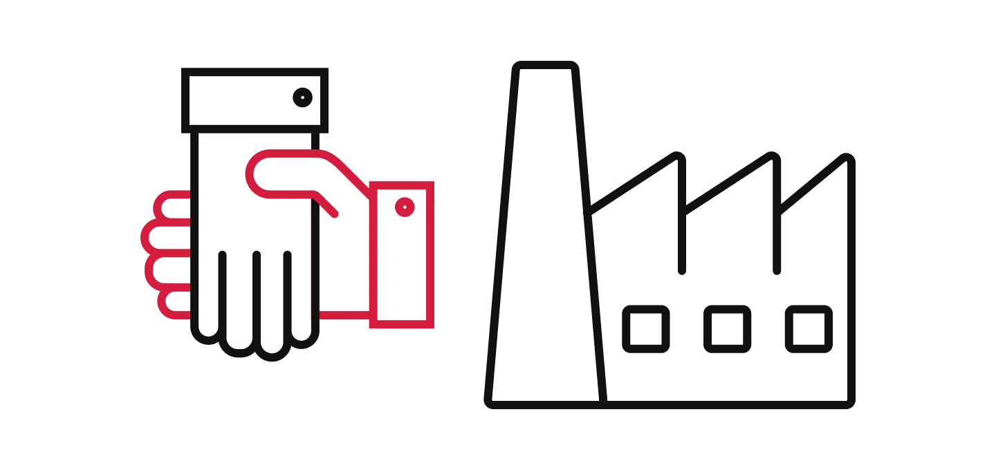 3D contract manufacturing icon.