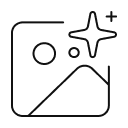 Image placeholder icon with mountains, a sparkle and plus symbol, representing image quality or enhancement