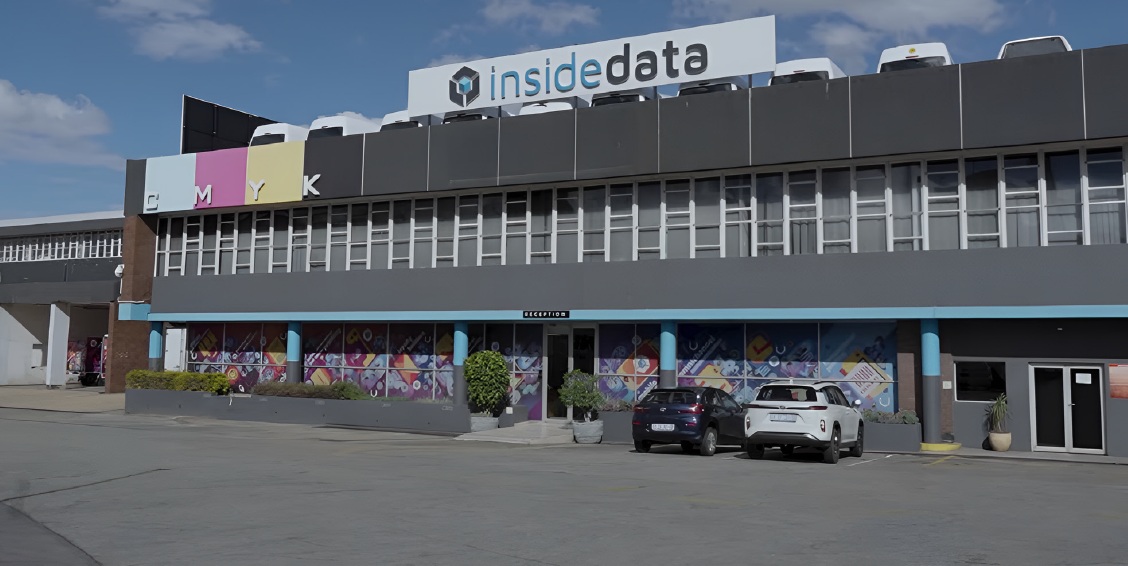 InsideData company headquarters building exterior with branded signage and industrial facility entrance