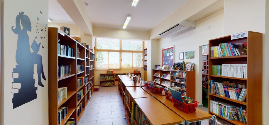 A room with shelves of books