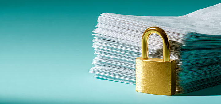Print Security Whitepaper Ricoh - Pile of paper with lock