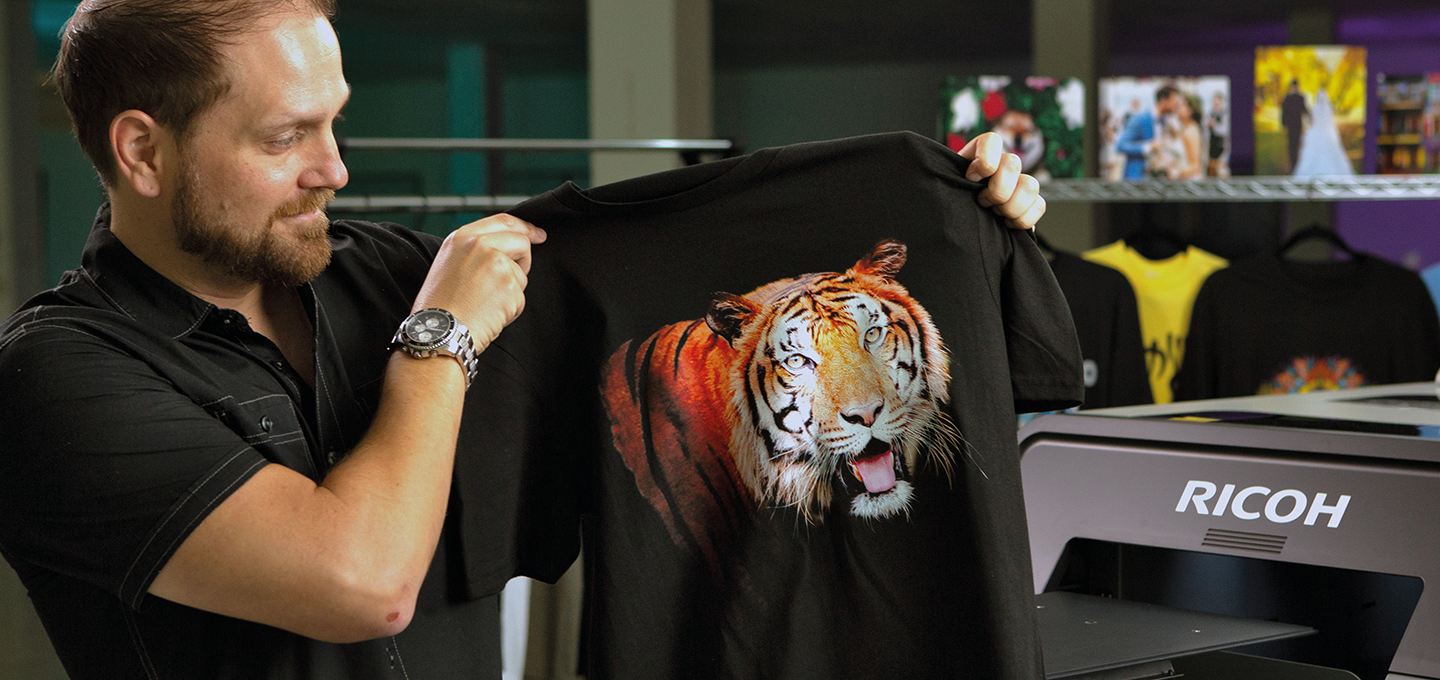 Man with printed t-shirt
