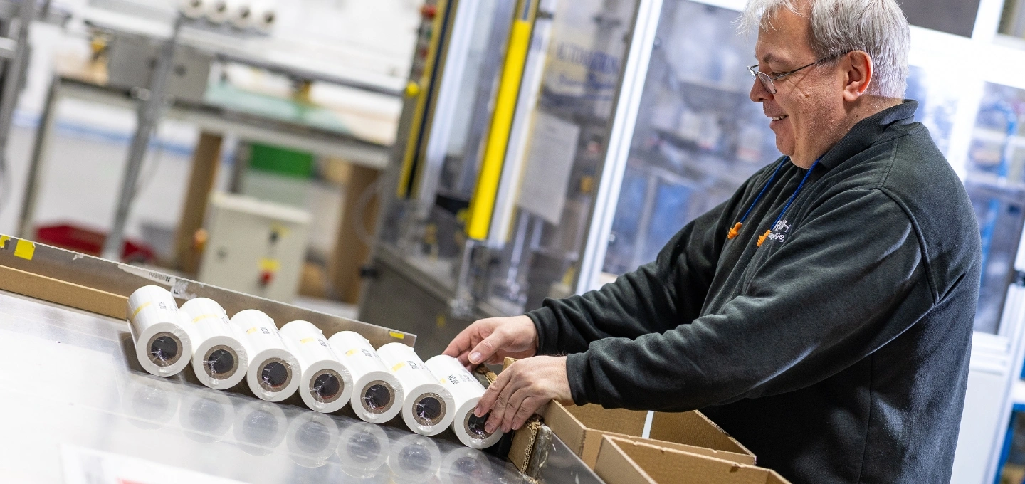 Digital stencil masters at the end of a production line.