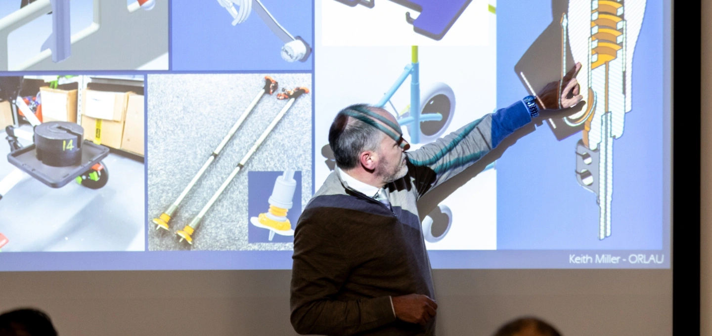 ORLAU's Senior Rehabilitation Engineer, Keith Miller, leading an orthotic discussion at Ricoh 3D's 'Beyond Print' event.